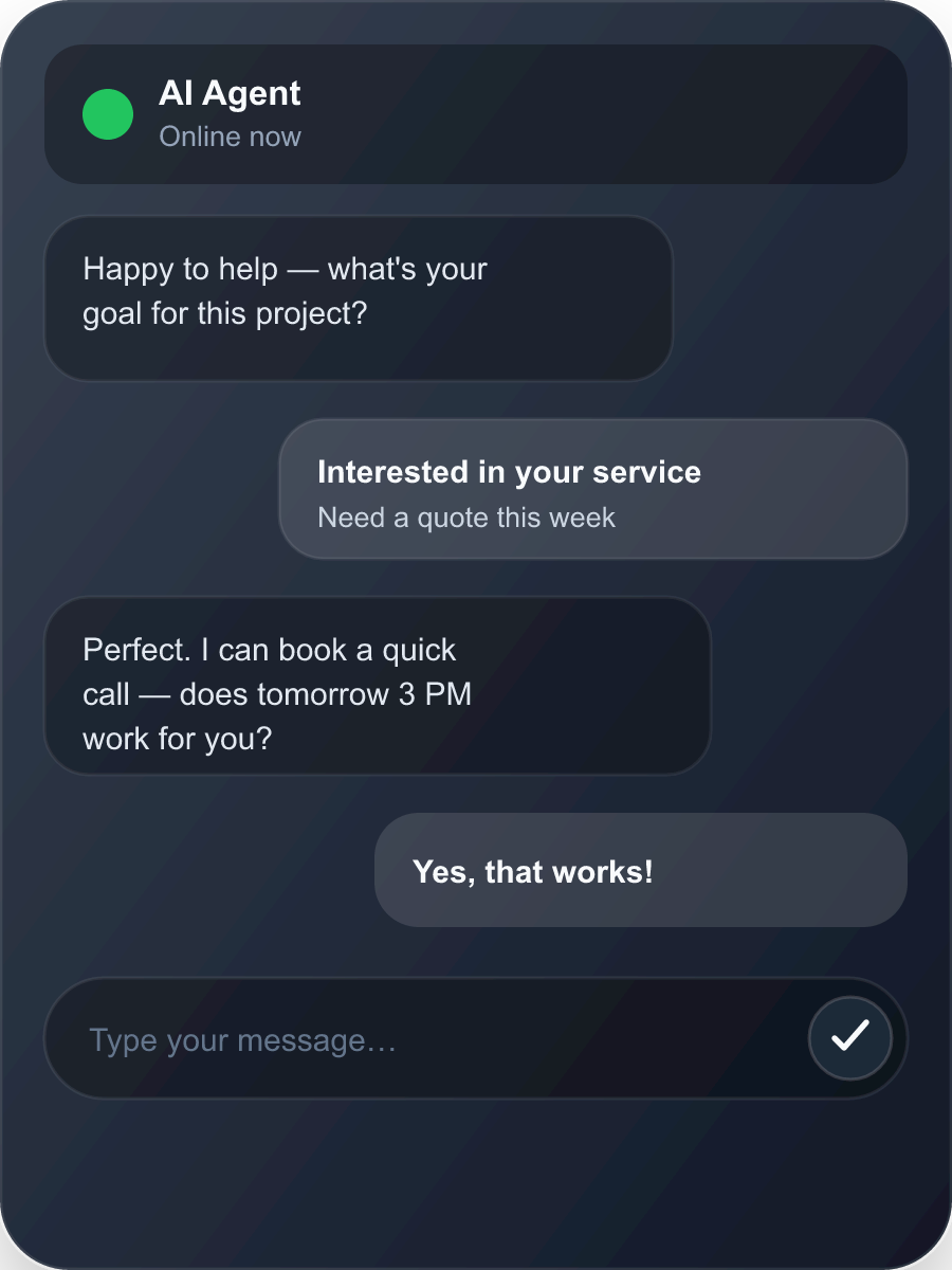 AI chat widget interface